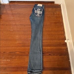 Grace in LA Women's Cross Embroidered Embellished Pocket Bootcut Size 26